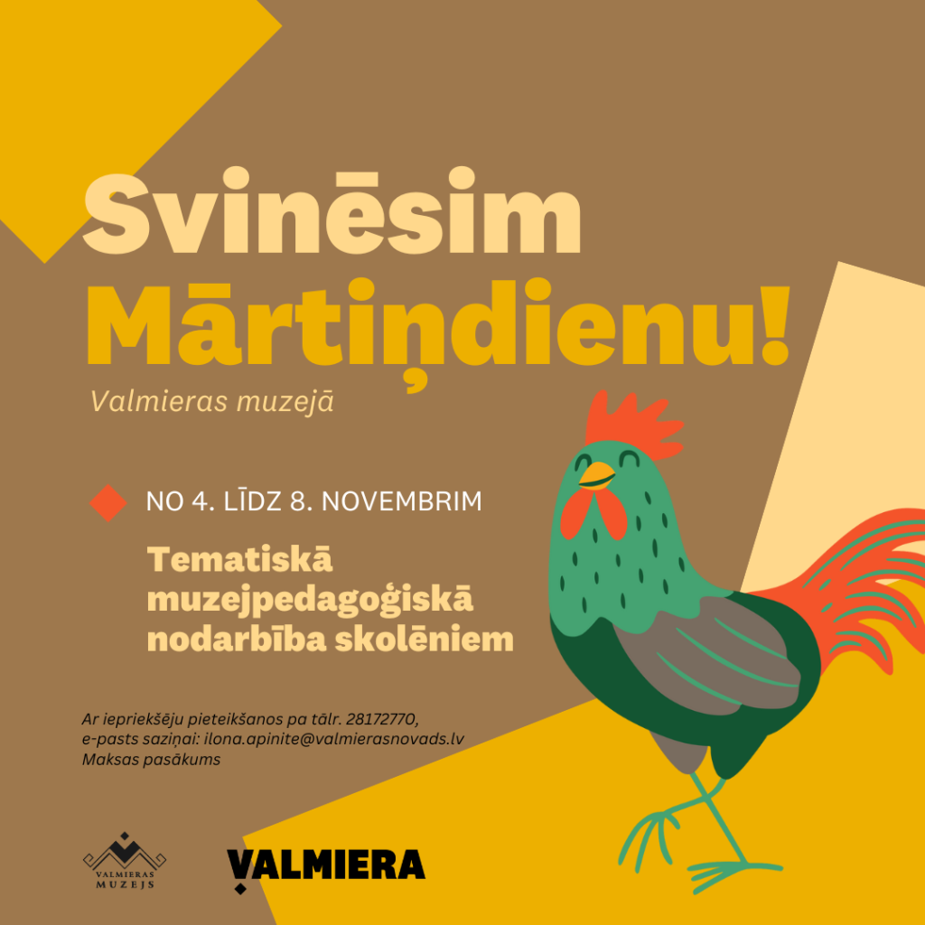 Valmieras muzejs no 4. līdz 8. novembrim klašu kolektīviem piedāvā tematisku muzejpedagoģisko maksas nodarbību.