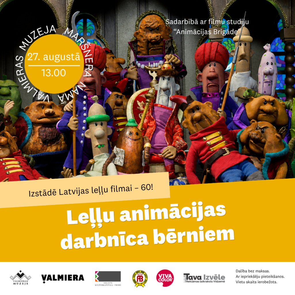 Leļļu animācijas darbnīcas bērniem izstādē “Latvijas leļļu filmai – 60!” afiša / 27.08.2026.